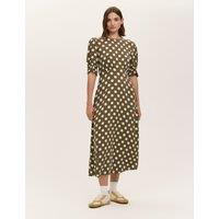 Finery London Polka Dot Midi Tea Dress Green Mix