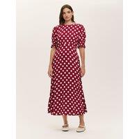 Finery London Polka Dot Midi Tea Dress Red Mix