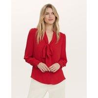 Finery London Georgette Tie Neck Blouse Red
