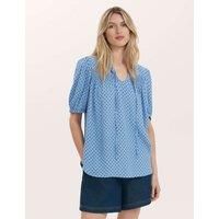 Finery London Polka Dot Puff Sleeve Tie Neck Blouse Blue Mix