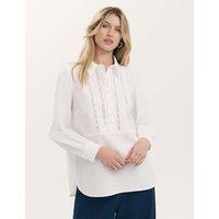 Finery London Lace Detail Cotton Shirt White