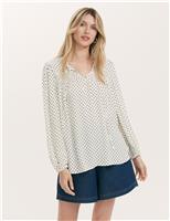 Crepe Polka Dot Tie Neck Blouse