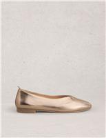 Leather Metallic Ballet Pumps