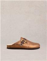 Leather Buckle Flat Mules