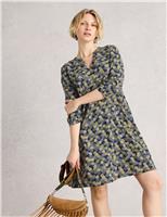 White Stuff Floral Knee Length Shift Dress Navy Mix
