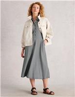 Cotton Blend Jersey Striped Shirt Dress