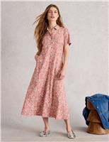 Jersey Floral Midi Shirt Dress