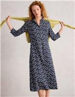 Cotton Modal Printed Midi Shirt Dress
