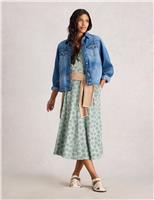 Cotton Blend Jersey Paisley Floral Tea Dress