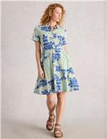 Cotton and Modal Printed Button Through Midi Shirt Dress