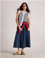 Denim Midi A-Line Skirt