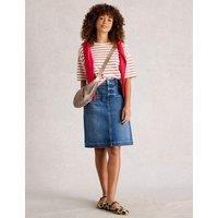 White Stuff Cotton Rich Denim Knee Length Skirt Denim