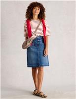 Cotton Rich Denim Knee Length Skirt