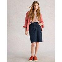 White Stuff Cotton Rich Knee Length A-Line Skirt Navy