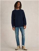 Pure Cotton Textured Crew Neck Jumper