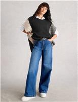 Wool Rich Knitted Colour Block Poncho