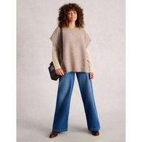 Diamond Stitch Poncho With Wool