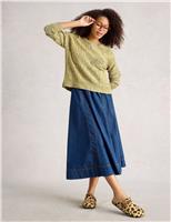 Pure Cotton Textured Crew Neck Jumper