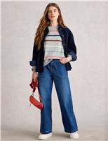 Cotton Blend Striped Crew Neck Jumper