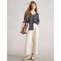 White Stuff Pure Cotton Floral Top Navy Mix