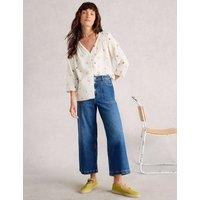 White Stuff Pure Cotton Floral Top Ivory Mix