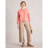 White Stuff Pure Cotton Crew Neck Top Coral
