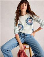 Pure Cotton Striped Floral Top
