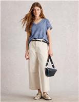 Pure Cotton Embroidered V-Neck T-Shirt