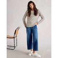 White Stuff Cotton Rich Striped Crew Neck Top Natural