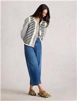 Cotton Rich Striped Knitted Vest with Wool