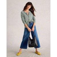 White Stuff Pure Cotton Crew Neck Button Front Cardigan Light Green