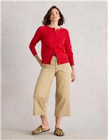 Pure Cotton Crew Neck Button Front Cardigan