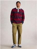Pure Cotton Contrast Collar Stripe Rugby Shirt