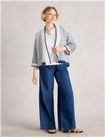 Cotton Rich Striped Edge to Edge Cardigan