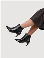 Leather Kitten Heel Ankle Boots