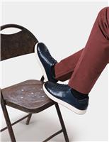 Wide Fit Leather Lace Up Trainers