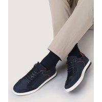 Jones Bootmaker Suede Lace Up Trainers Navy