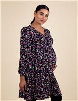 Maternity Floral V-Neck Swing Dress