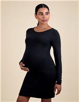 Maternity Round Neck Mini Bodycon Dress