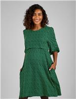 Maternity Geometric Round Neck Swing Dress