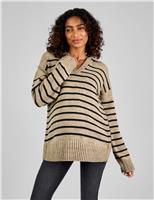 Maternity Striped V-Neck Jumper