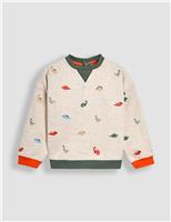 Pure Cotton Dino Embroidered Sweatshirt (6 Mths - 7 Yrs)