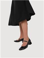 Leather Patent Block Heel Mary Jane Shoes