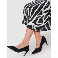 Jones Bootmaker Suede Stiletto Heel Pointed Toe Court Shoes Black