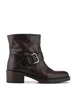 Leather Buckle Detail Ankle Boots