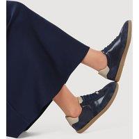 Jones Bootmaker Leather Lace Up Suede Panel Trainers Navy