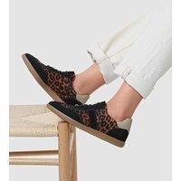 Jones Bootmaker Leather Lace Up Suede Panel Trainers Black Mix