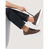 Jones Bootmaker Leather Leopard Print Trainers Black Mix