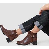 Jones Bootmaker Leather Block Heel Ankle Boots Brown
