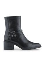 Leather Block Heel Ankle Boots